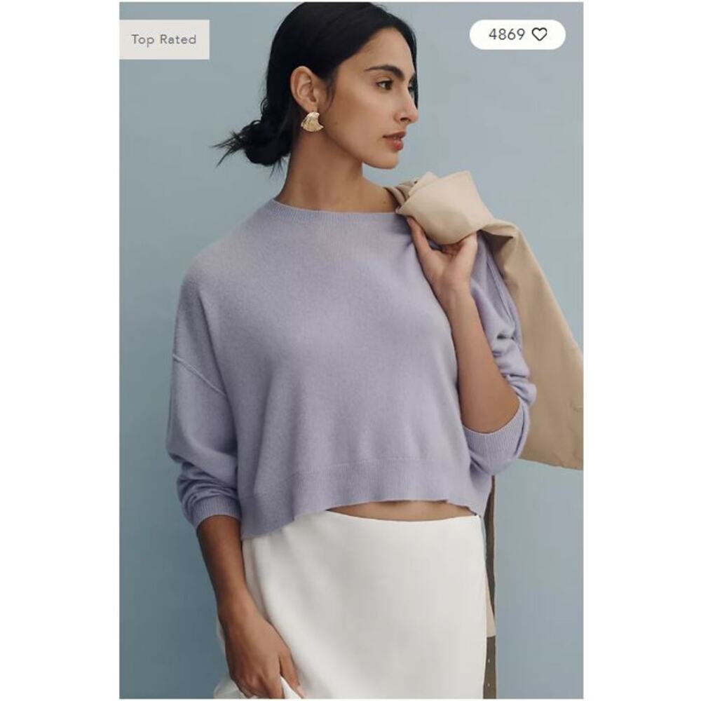 Anthropologie Alani Cashmere Sweater Cropped Crew-Neck - Size XL